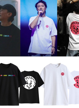 陈奕迅2023演唱会同款款衣服宽松简约圆领纯棉男女短袖T恤打底衫