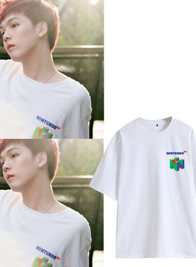 南思睿同款纯棉圆领印花短袖T恤男女韩版宽松2021夏季衣服打底衫