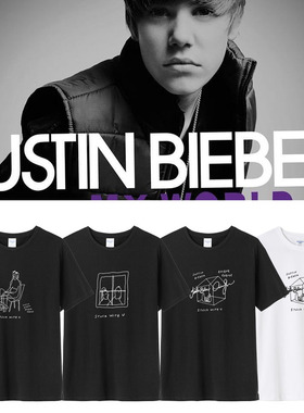 JustinBieber贾斯汀比伯周边同款男女印花衣服宽松纯棉短袖T恤
