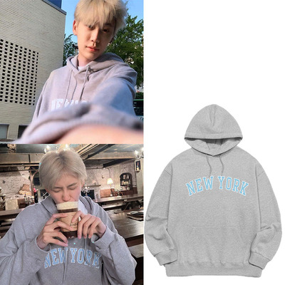 宽松纯棉休闲运动套头连帽衫