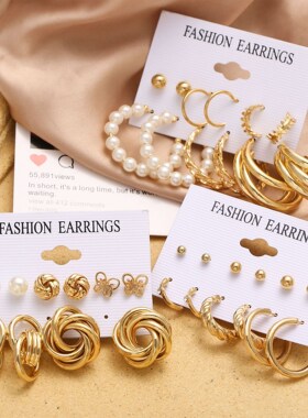 metal chain dangler set exaggerate butterfly earrings female