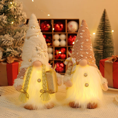 圣诞Christmas decoration sequins plush face illuminated doll