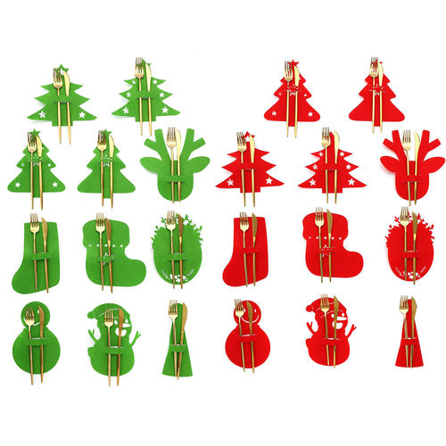 party New Christmas covers knife fork pads Table utensil mat