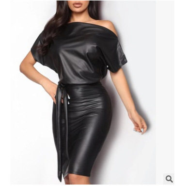 New slim fit slanted neck batwing summer off shoulder dress