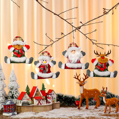 Sitting posture raising hands dancing Christmas tree pendant