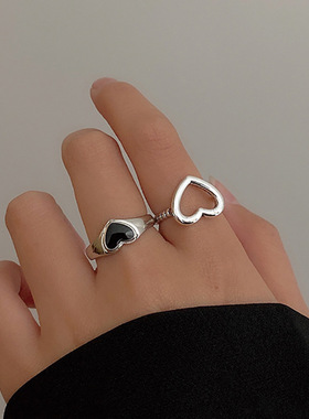 创意戒指简约开口桃心指环女孩