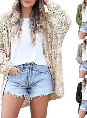 衣Fashion women's thin cardigans long sleeved sweaters outer