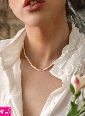 female Temperament pearl necklace chocker clavicle chain项链