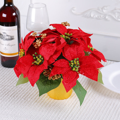 Red desktop tree decoration Christmas flower restaurant 红花