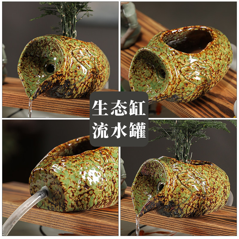 陶瓷流水摆件生态缸造景循环水图片