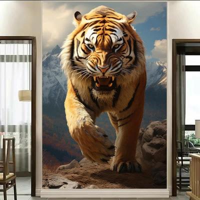 深山猛虎下山霸气老虎招财动物生