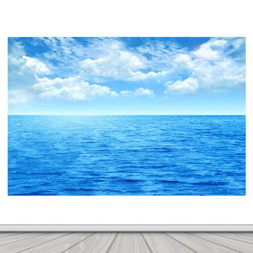 大海蓝天风景画海水白云海景贴画