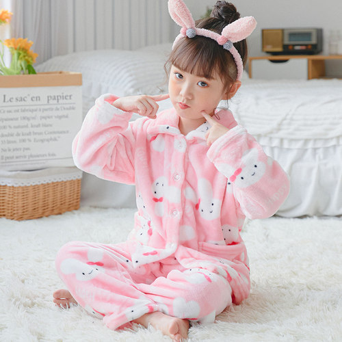 儿童法兰绒睡衣秋冬季