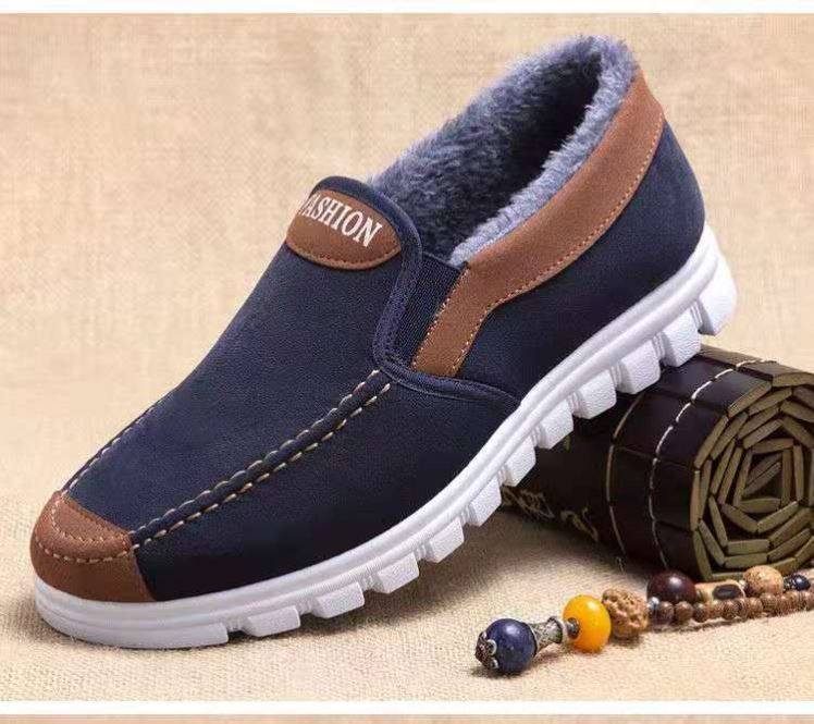 冬季老北京布鞋男棉鞋保暖加绒中老年爸爸鞋防滑软底休闲老人男鞋