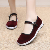 老人鞋 老北京布鞋 子 酒店上班黑布鞋 妈妈鞋 平跟舒适工作鞋 条绒布鞋