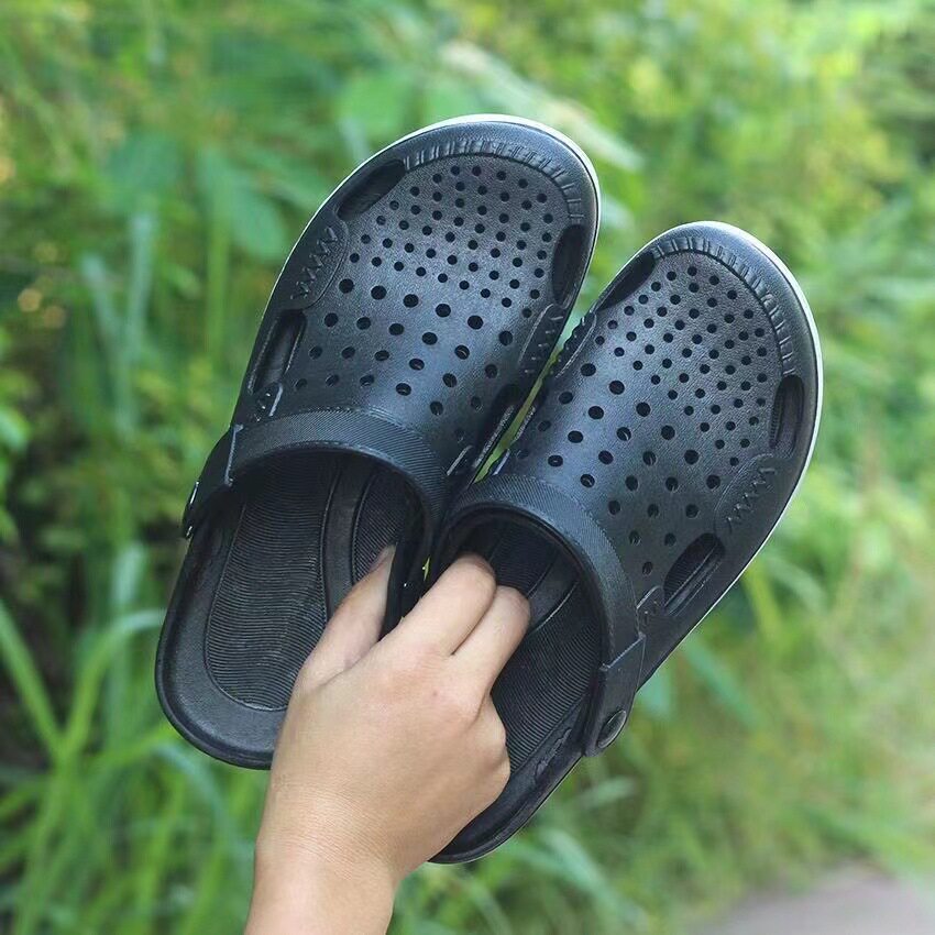 洞洞鞋男士夏季外穿防滑耐磨软底包头拖鞋沙滩凉拖鞋透气工作鞋男