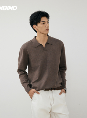 3UNBIND 【48支澳毛】男士高级海鸥领针织衫老钱风美式慵懒毛衣