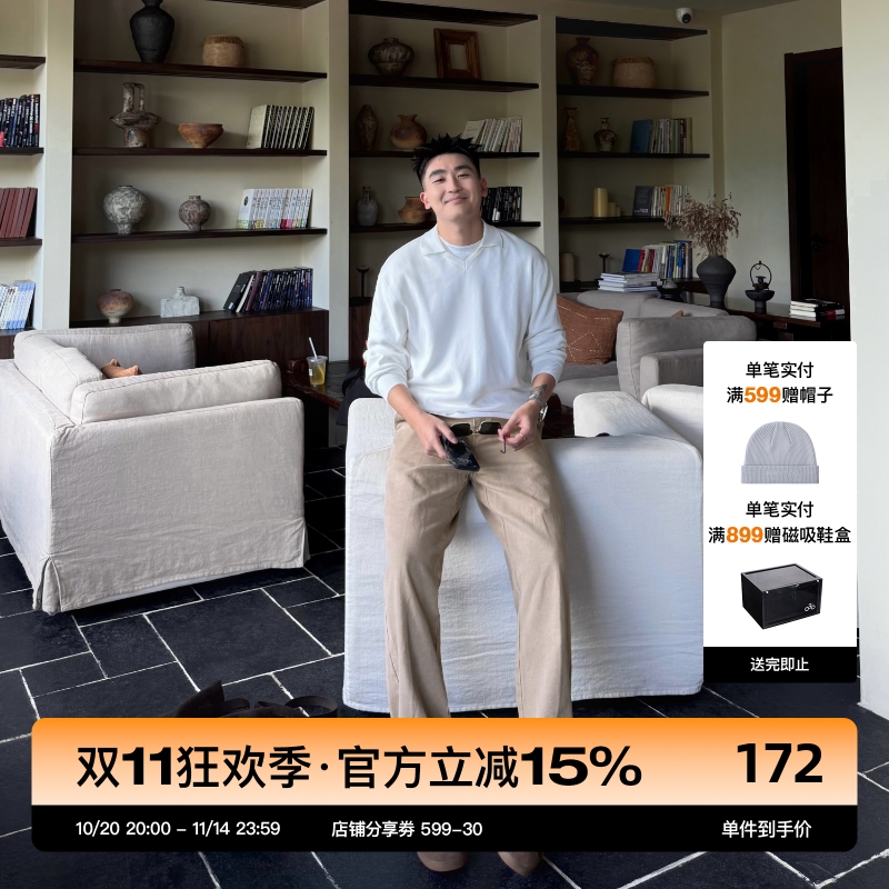 SANBAI 叁佰【450克珠帆棉】秋季重磅帆布长裤男纯棉直筒休闲复古