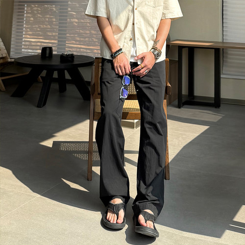 SANBAI叁佰纯色棉麻休闲长裤
