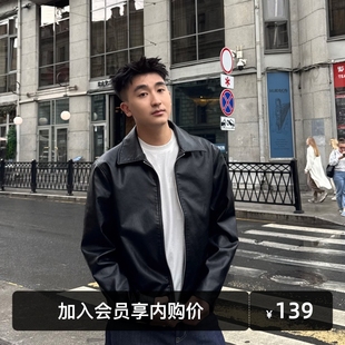 SANBAI 叁佰【黑骑士】秋冬新款高级皮衣外套男休闲短款机车夹克