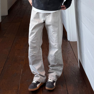 宽松拼接裤 SANBAI叁佰 男士 纯棉机能休闲裤 子 高街机能破洞长裤