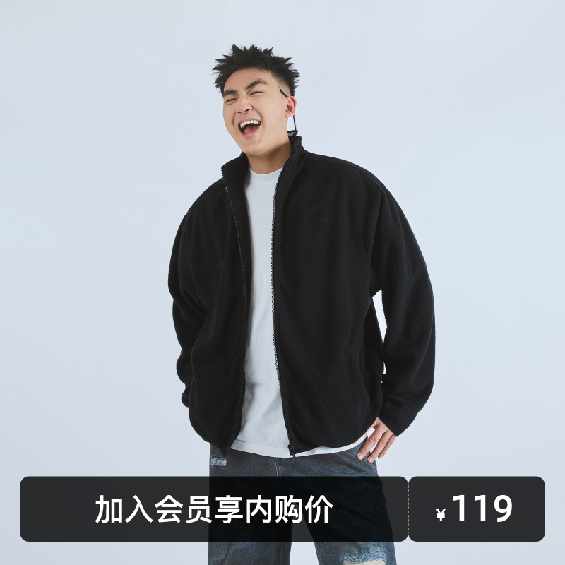 SANBAI黑色无帽立领夹克