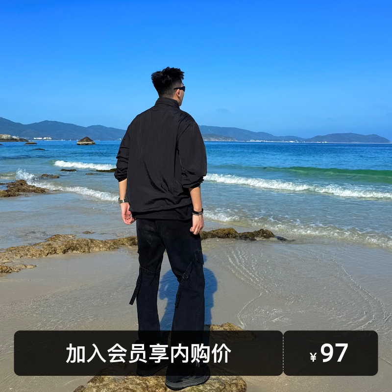 SANBAI叁佰纯色立体口袋帆布长裤