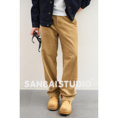 SANBAI叁佰卡其灯芯绒休闲裤