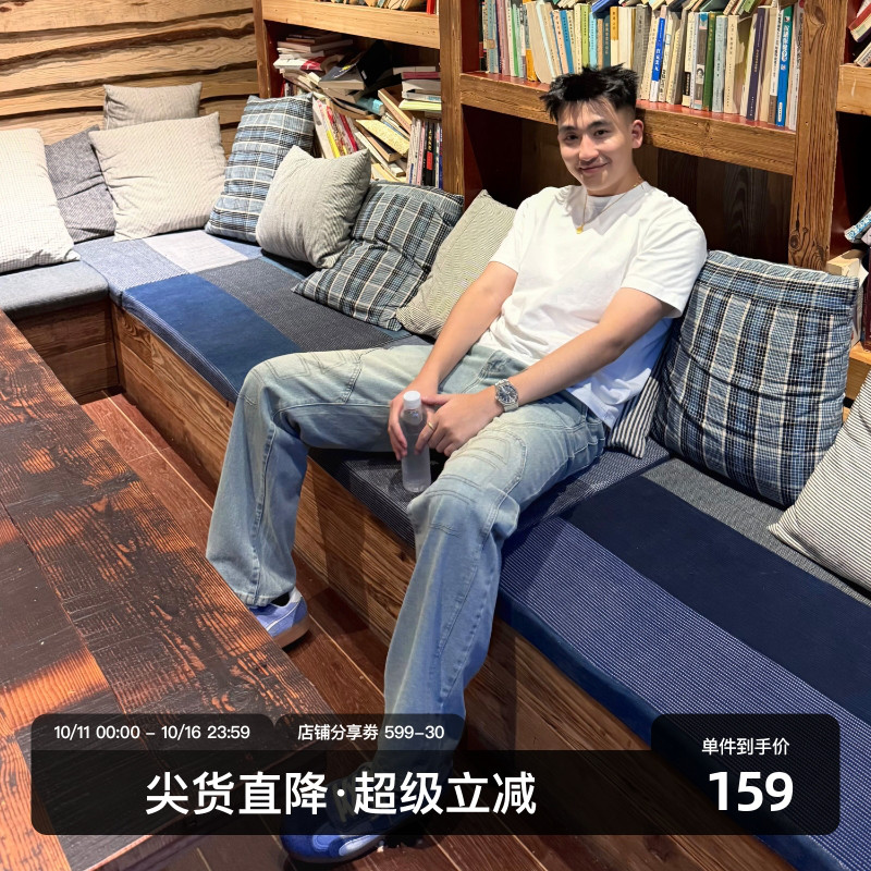 SANBAI叁佰解构拼接复古牛仔裤