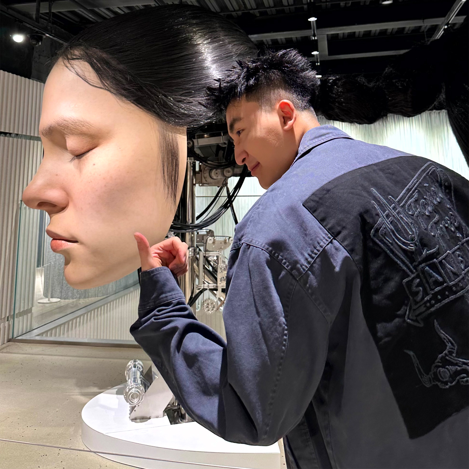 SANBAI叁佰灰色帆布夹克外套