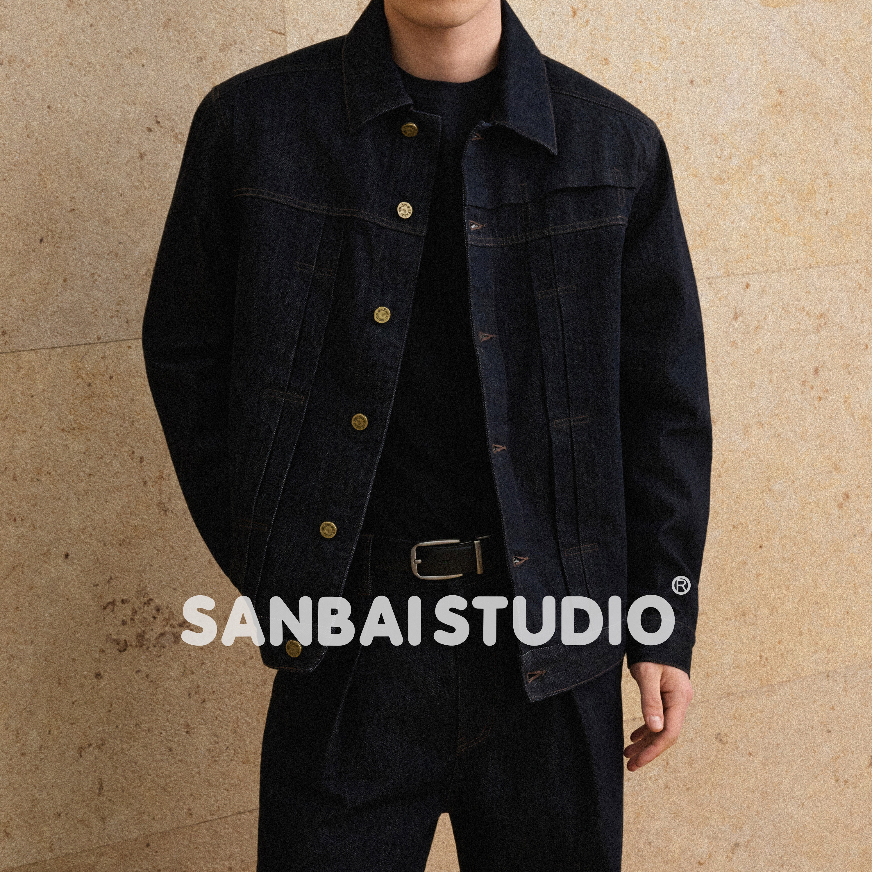 SANBAI 叁佰【原牛工装夹克】美式复古牛仔外套男士13盎司J02男装