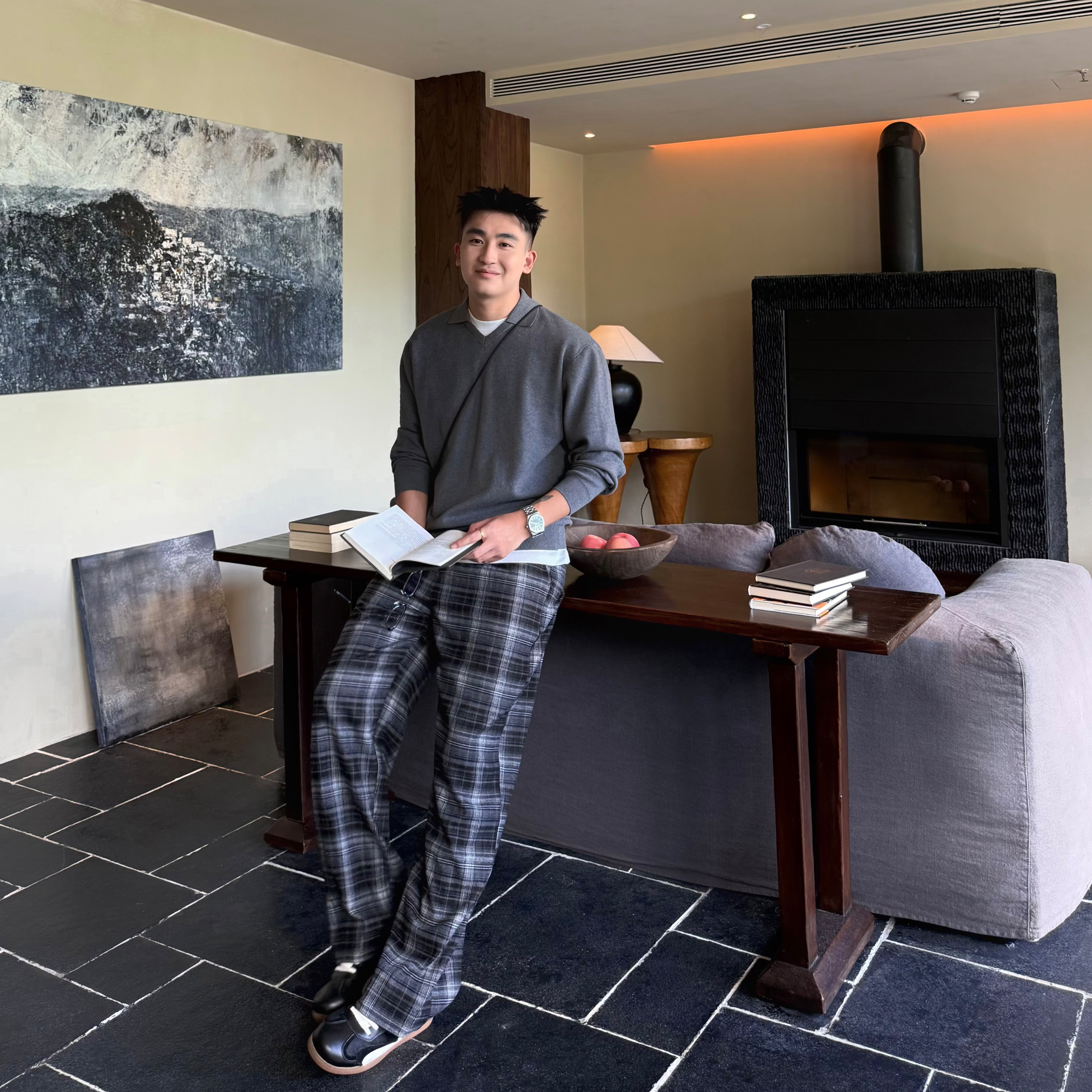 SANBAI叁佰纯色POLO毛衣针织衫