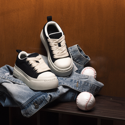 3unbind黑白百搭大头帆布鞋