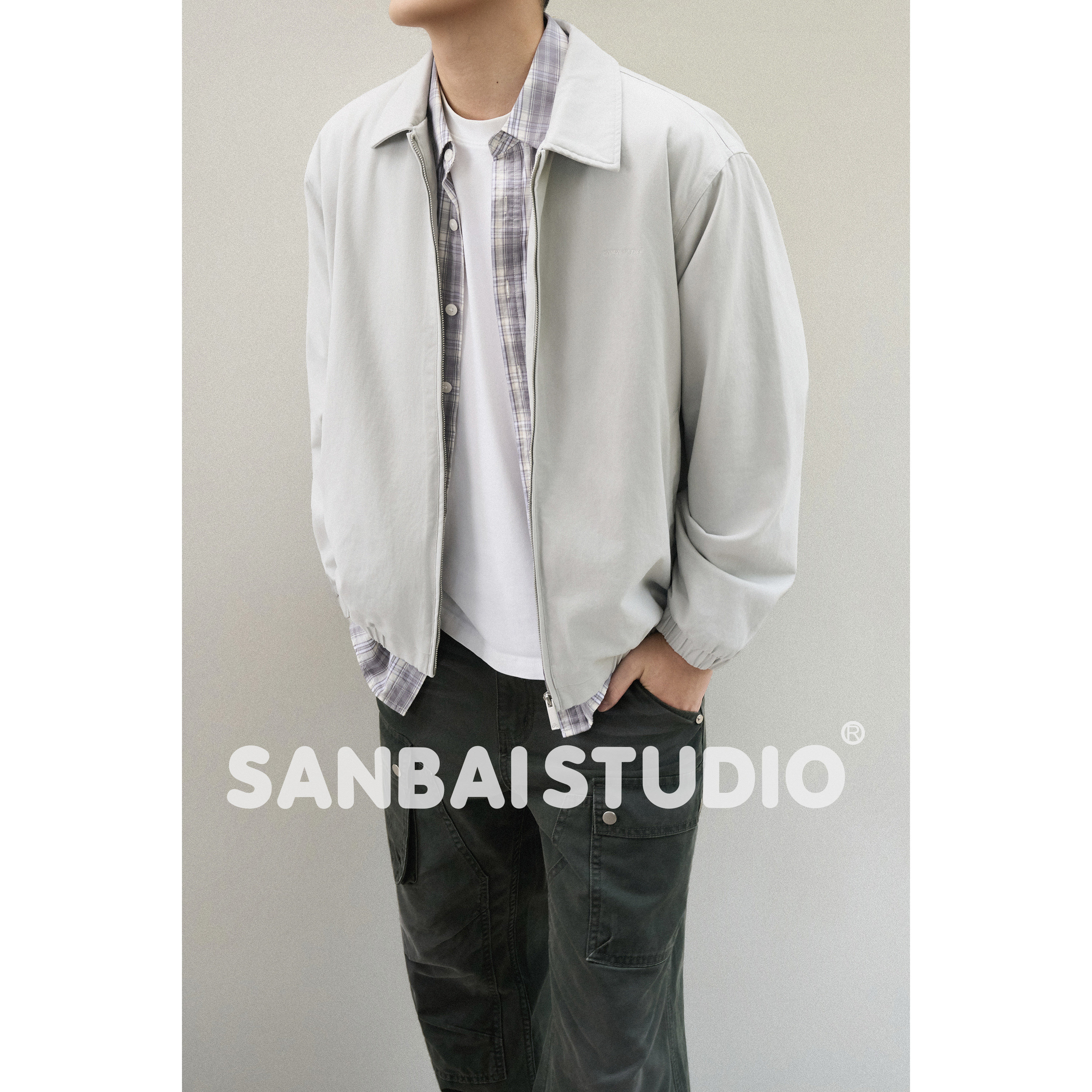 SANBAI纯棉秋季翻领夹克图片