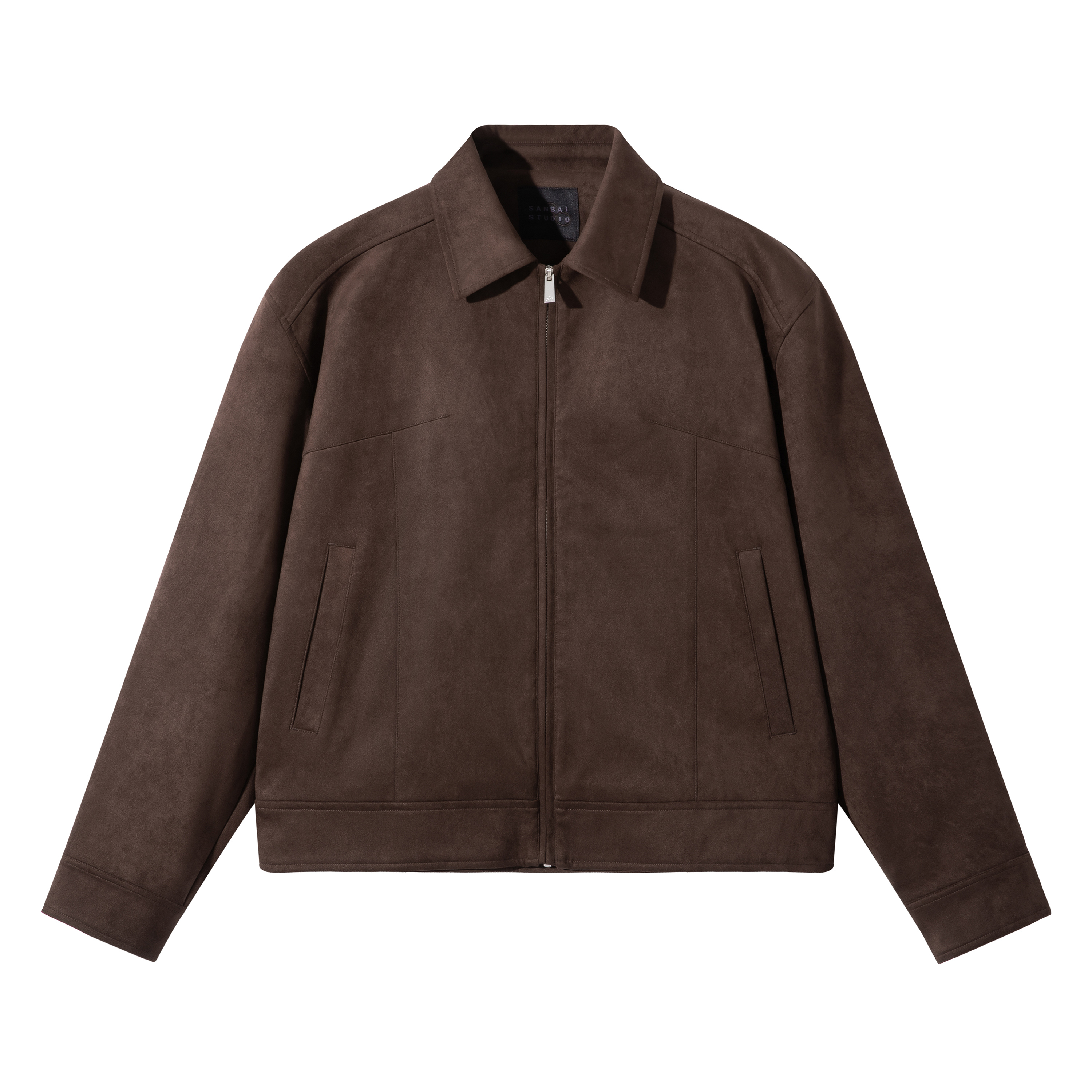 SANBAI麂皮绒老钱风短款夹克