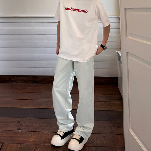 SANBAI夏季冰氧凉感牛仔裤