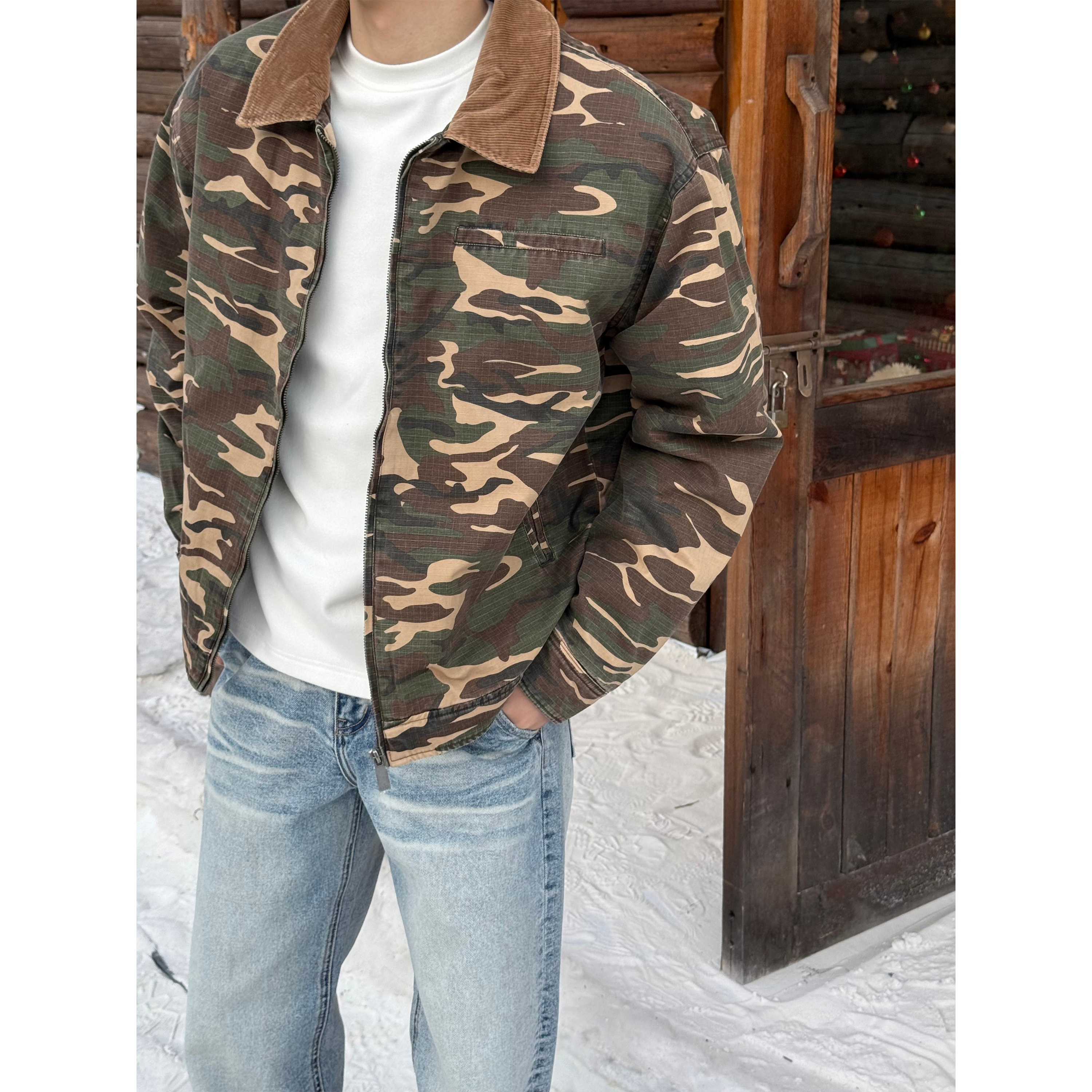 SANBAI迷彩色夹克棉服