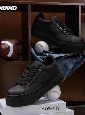 3unbind·3B大头鞋【黑牛】厚底增高帆布鞋男女情侣百搭休闲板鞋