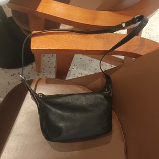 轻复古简约大容量头层牛皮女士hobo斜挎包单肩腋下软皮斜挎饺子包