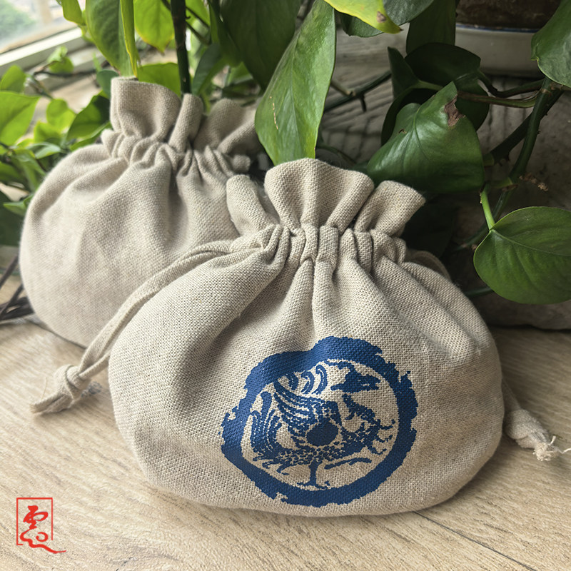古风原创棉麻小荷包香囊汉服配饰国风肩背斜挎手拎瓦当朱雀纹百搭