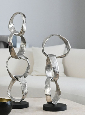 铝制雕塑银色圆环摆件