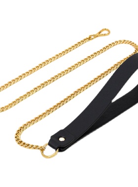 真皮项圈牵引绳黑色颈链