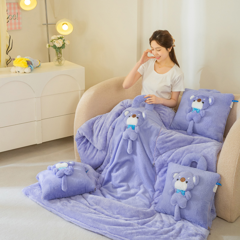 高克兔毛绒二合一抱枕被车载午休