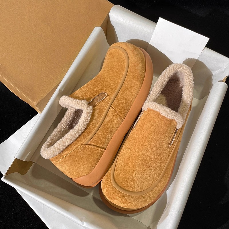 冬季加绒一脚蹬软底乐福鞋男