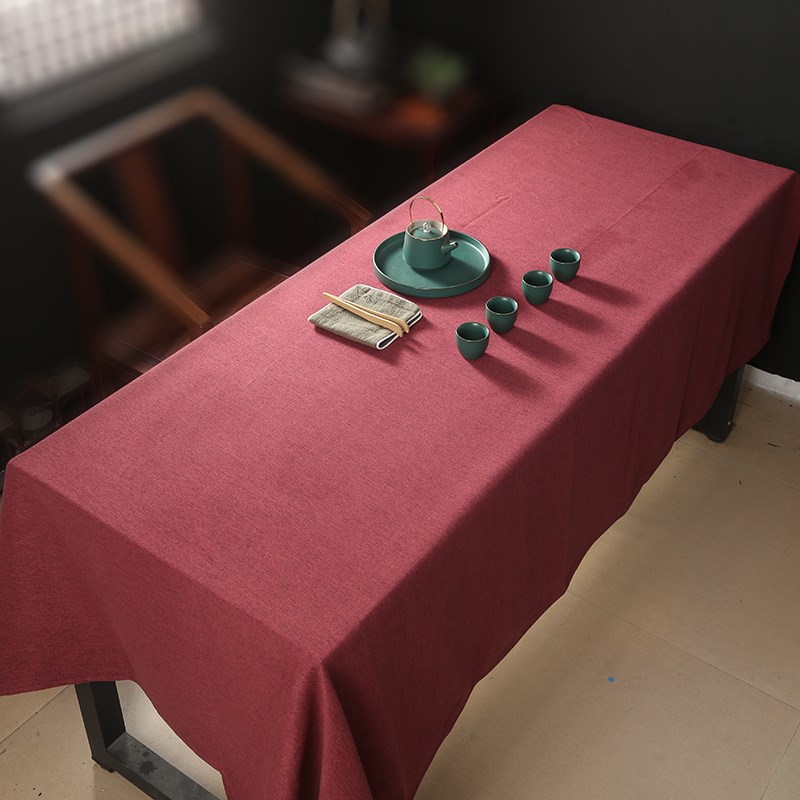 酒红色桌布长方形大桌布定制会议室长条桌布S餐桌大台布大尺寸