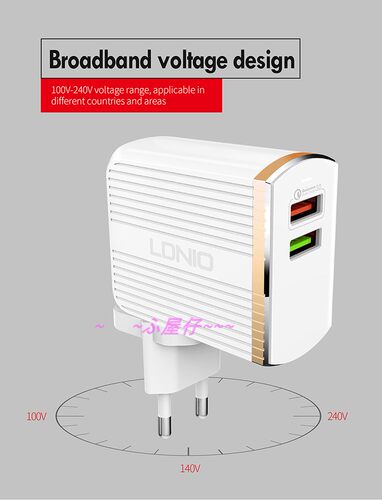 LDNIO正品A2502Q英規港版QC3.0快充充電頭安卓蘋果手機快速充電器