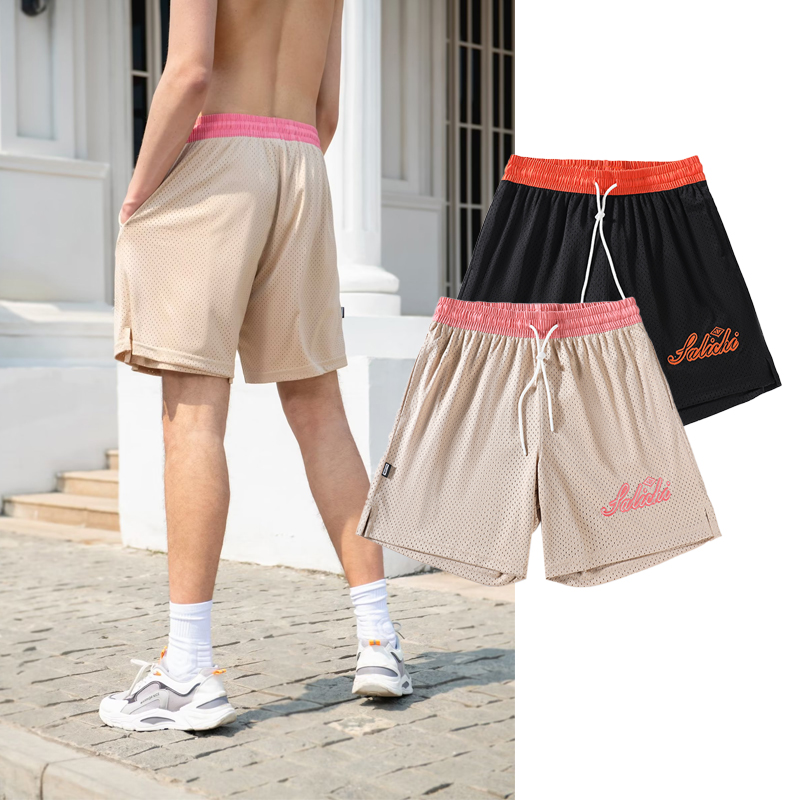 夏季新款男女双层大网眼速干运动短裤透气训练美式篮球提臀三分裤