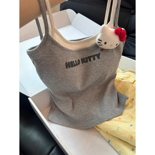 hellokitty吊带2025新款 带胸垫假两件女内搭背心无中生有ins超火