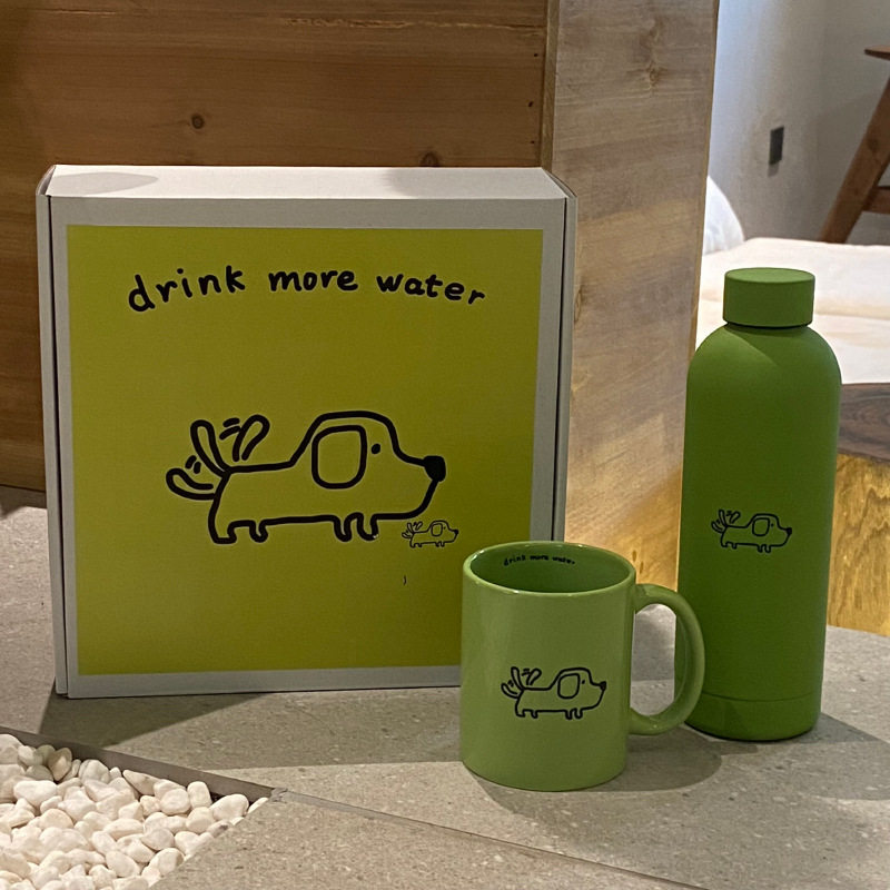 男生生日礼物实用送男朋友保温杯子绿色系礼物森系小狗元素毕业礼