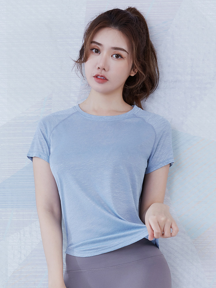 GYM WEAR WOMENS SUMMER LOOSE SLIM MESH STITCHING SHORT SLEEVE T-SHIRT BREATHABLE PROFESSIONAL RUNNING EXERCISE YOGA TOP